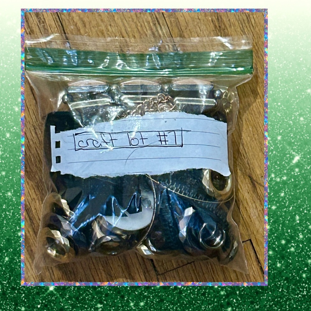 Craft Lot with Mixed Metal and Blue Pieces